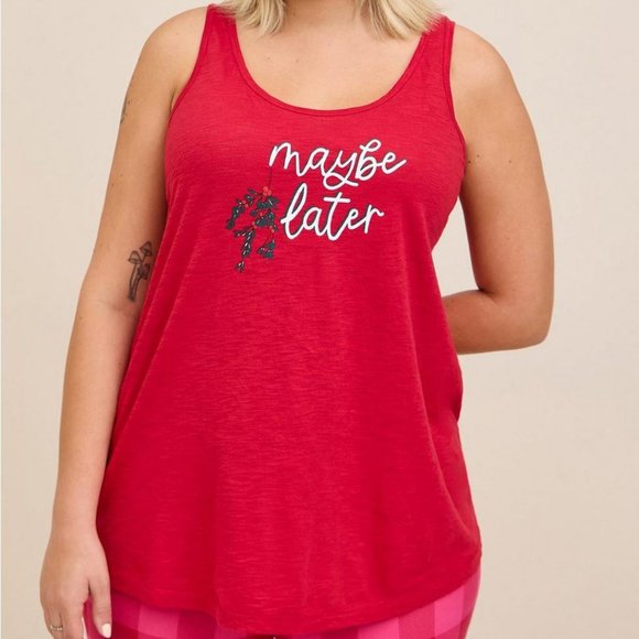 ❤️NWT VINTAGE TORRID TANK - MAYBE LATER MISTLETOE CHRISTMAS HOLIDAY  TEE SIZE 2X - Picture 1 of 10
